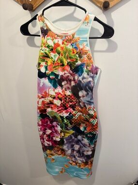 Clover Canyon Pool Flower Neoprene Bodycon Dress